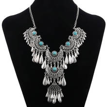 Fashion Collier Femme Bijoux Bohemian Choker Statement Necklace Crystal Collar Vintage Beads Drop Tassel Maxi Long Necklace 2024 - buy cheap