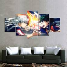 Decoración en lienzo con impresiones Hd, imágenes de My Hero Academia, pintura de Anime, arte de pared Modular, póster, decoración del hogar para sala de estar, 5 piezas 2024 - compra barato