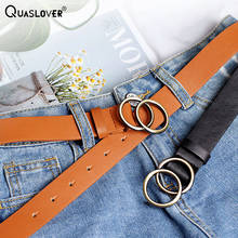 Quaslover Fashion Women Leather Belt Luxury Round Buckle Belts Ladies PU Leather Belt High Quality Waistband for Girl Dress 2024 - buy cheap