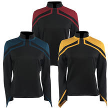 Estrela 2020 jl picard uniforme trek startfleet feminino vermelho ouro azul camisa superior cosplay traje feminino adulto casaco prop 2024 - compre barato