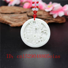 Natural White Chinese Jade Sailboat Pendant Necklace Charm Jewellery Fashion Accessories Carved Amulet Gifts for Women Men 2024 - buy cheap