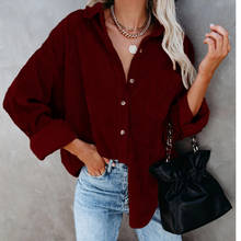 Corduroy Shirts Women Autumn Top Button Solid Casual Long Sleeve Loose Top Shirts Oversized Pocket Shirts Top Female 2024 - buy cheap