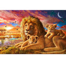 Распродажа 5D алмазная картина льва King с животными, вышивка крестиком, полная круглая Алмазная вышивка, мозаика стразы, картина, домашний декор 2024 - купить недорого