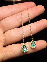 Fine Jewelry 18K Gold AU750 Colombia Origin Green Emerald 1.62ct Gemstones Diamonds Female Drop Earrings for Women Fine Earrings 2024 - buy cheap