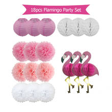 New 18pcs Flamingo Party Set Pink Mint Beige Blue Hanging Paper Crafts Hawaii Ahola Gift Decoration Kids Birthday Party Favor 2024 - buy cheap