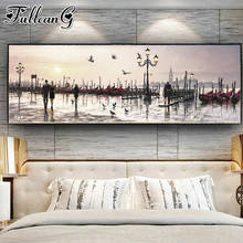 FULLCANG Romantic harbour sunset scenery 5d diy diamond painting large full embroidery sale mosaic needlework home decor FC1957 2024 - buy cheap