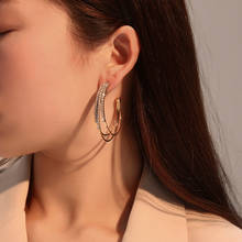 Hotsale new multi layer cubic zircon micro paved full CZ hoop earrings for women Korean jewelry 2024 - buy cheap