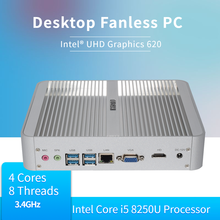 Fanless Mini PC Intel Core i5 7200U i3 7100U DDR3L Computer Wind10 Minipc i5 8250U DDR4