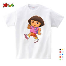 От 3 до 9 лет летняя одежда для девочек футболки Повседневная забавная футболка Топы для мальчиков, новинка 2019 года, футболки Детская футболка с изображением Даши-путешественницы 2024 - купить недорого