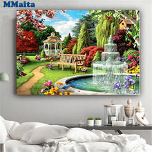 Pintura para jardim diy padrão mosaico de ponto cruz 5d bordado redondo com contas para artesanato bricolagem gg578 2024 - compre barato