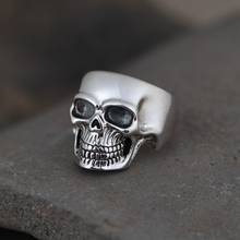 100% 925 Sterling Silver Skeleton Men Ring Punk Vintage Skull Male Adjustable Ring Fashion Thai silver Jewelry Birthday's Gifts 2024 - buy cheap