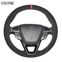 Hand-stitched Black Suede Leather Car Steering Wheel Cover for Ford Mondeo Fusion 2013-2019 EDGE 2015-2019 2024 - buy cheap