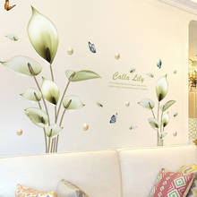 Pegatinas de pared con diseño de lirio y mariposa grande, calcomanías de vinilo para decoración del hogar, Interior, sala de estar, dormitorio 2024 - compra barato
