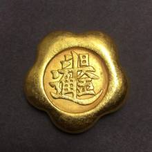 Изысканный античный медный золотой слиток (Rijin Doujin. Слиток цвета сливы золотой) 3 стиля украшения 2024 - купить недорого