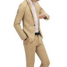 New Male Wedding Prom Suit Khaki White Black Slim Fit Tuxedo Men Formal Business костюм Work Wear Suits 2Pcs Set (Jacket+Pants) 2024 - buy cheap