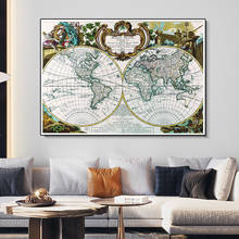 90x60cm o mapa do mundo retro globo parede arte cartaz do vintage quadro decorativo adesivo de parede cartão sala estar decoração para casa 2024 - compre barato