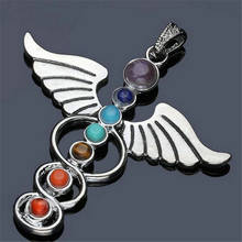 Chakras Natural Stone Pendant Angel Wings Health Amulet Fashion 7 Reiki Yoga Jewelry Necklace Pendants Gift 2024 - buy cheap