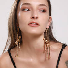 Exaggeration Human Shape Skeleton Gold Color Metal Drop Earring New Originality Dangle Alloy Earrings For Women Party Jewelry 2024 - buy cheap