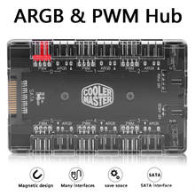 4Pin PWM 3Pin Addressable RGB Adapter 1 to 6 Multi Way Splitter PWM ARGB Fan HUB Plug Play Convenient Quick Operate 2024 - buy cheap