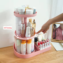 Plastic PP Makeup Organizer 360 Degree Rotating Desk Storage Lipstick Cosmetic Brush Holder 3 Tiers Pink/White/Blue/Green 2024 - buy cheap