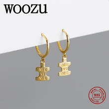 WOOZU Genuine 925 Sterling Silver Geometric Letter ME Chic Pendant Drop Earrings for Fashion Women Party Birthday Jewelry Gift 2024 - buy cheap