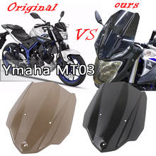 Tela de para-brisa para moto esportiva, escudo de proteção para-brisa com suporte de montagem para yamaha mt 03 drive mt03 2014-2020 2024 - compre barato