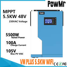 PowMr-inversor híbrido fuera de la red 3500W/5500W, controlador Solar de onda sinusoidal pura 24V, MPPT integrado 100A Max 500VDC, entrada PV con Wifi 2024 - compra barato