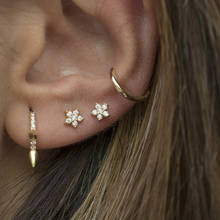 100% 925 sterling silver minimal delicate small stud mini 5mm CZ flower earring for girl women 2024 - buy cheap