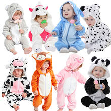 Macacão infantil de flanela para meninos e meninas, roupa de inverno de raposa, unicórnio para bebês recém-nascidos 2024 - compre barato