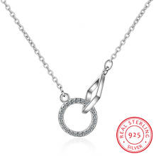 925 Sterling Silver Simple Sweet Strawberry Crystal Moon Pendant Necklace Round Korean Style Clavicle Chain For Women 2024 - buy cheap