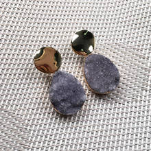 1 Pair Natural Stone Irregular Earrings Stud Handmade High Quality Mix Colors Quartz Crystal Gemstones Earrings Jewelry 2024 - buy cheap