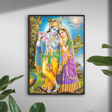 Pintura en lienzo de Krishna y Radha para pared, póster impreso, imagen decorativa para sala de estar, decoración del hogar 2024 - compra barato