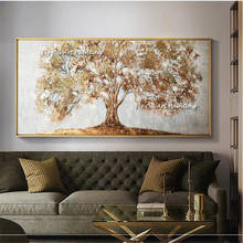 100% Handmad art picture Handpainted Modern abstract gold tree on canvas Oil Painting for office Or  home Decor 2024 - buy cheap