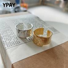 YPAY 100% Authentic 925 Sterling Silver Open Rings for Women Irregular Uneven Surface Foil Wide Finger Ring Fine Jewelry YMR1077 2024 - buy cheap