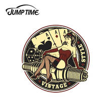 Jump Time 13 x 13cm Vintage Sticker Pinup Girl Car Stickers Vinyl JDM Bumper Trunk Graphics Windshield Bumper Windows Fine Decal 2024 - buy cheap