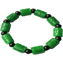 KYSZDL-Cuentas de barril de piedra verde Natural tallado, pulsera Passepartout, pulseras de joyería para hombre, regalos 2024 - compra barato