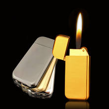 Portable Ultra Thin Compact Lighter Grinding Wheel Jet Butane Gas Frosted Mini Metal Lighter men gift 2024 - buy cheap