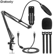 Usb Microphone Pc Professional Condenser Karaoke Microphone For Singing With Mic Pop Filter And Boom Arm Stand For Mikrofon Kit 2024 - buy cheap