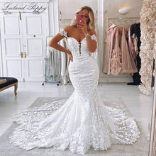 Lceland Poppy Women Sexy Mermaid Lace Appliques Wedding Dresses 2022 Off the Shoulder Sleeveless Chapel Train Bridal Gowns 2024 - buy cheap