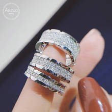 Aazuo-anillo de oro blanco de 18 quilates con diamantes reales para mujer, sortija de compromiso, oro blanco de 18 quilates, 0,45-1,4 CT, Au750 2024 - compra barato