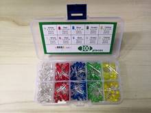 Kit de led 5 cores 3mm + 5mm, azul, verde, branco, vermelho, amarelo f3 & f5 mm, cores mistas, conjunto com sortimento, diodo emissor de luz, 300 peças 2024 - compre barato