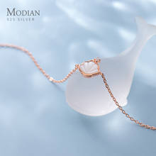 Modian-pulsera elegante de conchas blancas para mujer, brazalete de circonita Brillante De plata de ley 925 auténtica, joyería fina de estilo coreano 2024 - compra barato