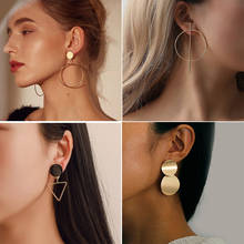 New Fashion Round Dangle Drop Korean Earrings For Women Geometric Round Heart Gold Earring Wedding Jewelry 2024 - buy cheap