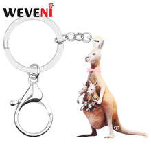 Chaveiro de acrílico de canguru weveni, chaveiro lindo de animais grandes e marrom, joias para mulheres, crianças e adolescentes, presente, decoração de bolsa 2024 - compre barato