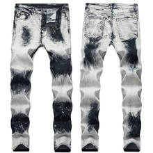 Винтажные джинсы для мужчин, брендовые новые дизайнерские мужские Модные джинсы, повседневные облегающие обтягивающие джинсовые брюки, брюки-карандаш в стиле хип-хоп, 28-42 2024 - купить недорого