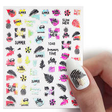 1 Sheet 3D Nail Sticker Black White Butterfly Leaf Line Pattern Nail Decals DIY Nail Art Decoration 2024 - buy cheap