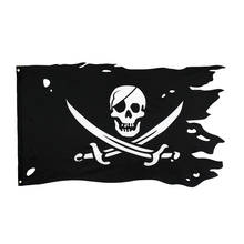 FLAGHUB 60X90 90X150cm Double Broken Skull With Knife Pirate Flag Jack Rackham Jolly Roger Flag For Decoration 2024 - buy cheap