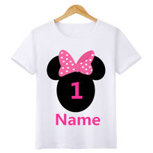 Camiseta con estampado de dibujos animados para niños y niñas, camiseta con lazo y números de cumpleaños, Tops cortos, camiseta bonita con diseño de tu nombre y número, ooo3055 2024 - compra barato