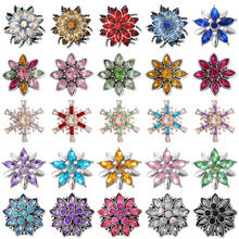 Botões de pressão de flor de cristal misturado, 6 lâmpadas 18mm encaixes botões de pressão para pulseira colar acessórios diy 2024 - compre barato