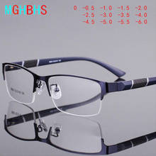 MGHBHS Anti Blue Light Finished Myopia Glasses Men Women Metal Half Eyeglasses Sutdent Short Sight -0 ~ -6.0 Diopter 2024 - buy cheap